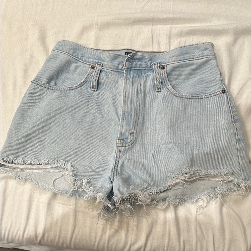 Abercrombie & Fitch Blue Jean Shorts Distressed High-Waisted